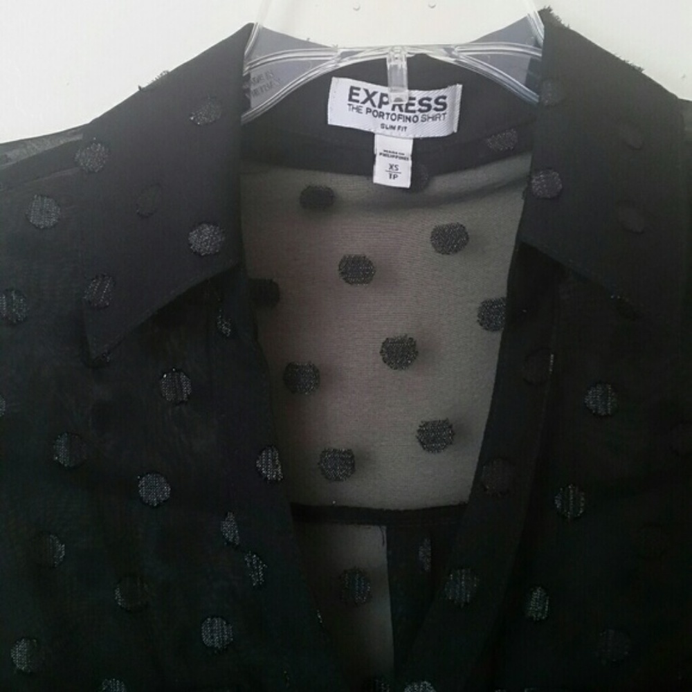 Express Portofino button down shirt black sheer - Picture 5 of 8
